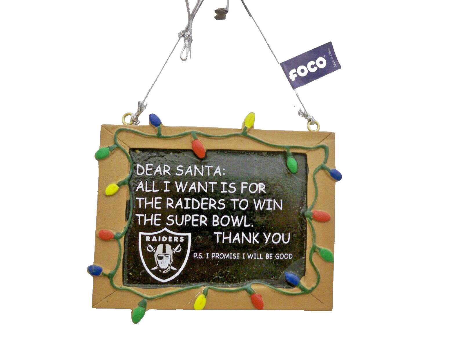 Forever Collectibles NFL Chalkboard Sign Christmas Ornament Raiders eBay