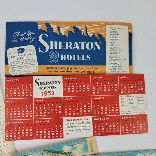 Vtg 1953 Sheraton Hotels Calendar Brochure and Post Cards - Picture 3 of 4