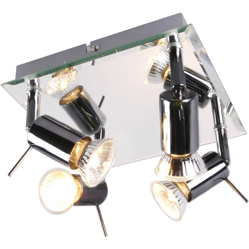Litecraft Spotlight Mirror Plate Adjustable 4 Light - Black Chrome Clearance