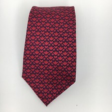 Guy Laroche Tie 100 Silk Red Blue Made In USA EUC Geometric Pattern Vintage