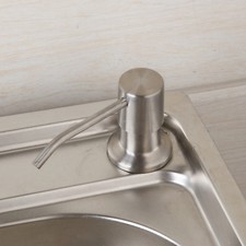 Kitchen Deck Mount Sink Basin Brushed Nickel Liquid Soap Dispenser Bottle