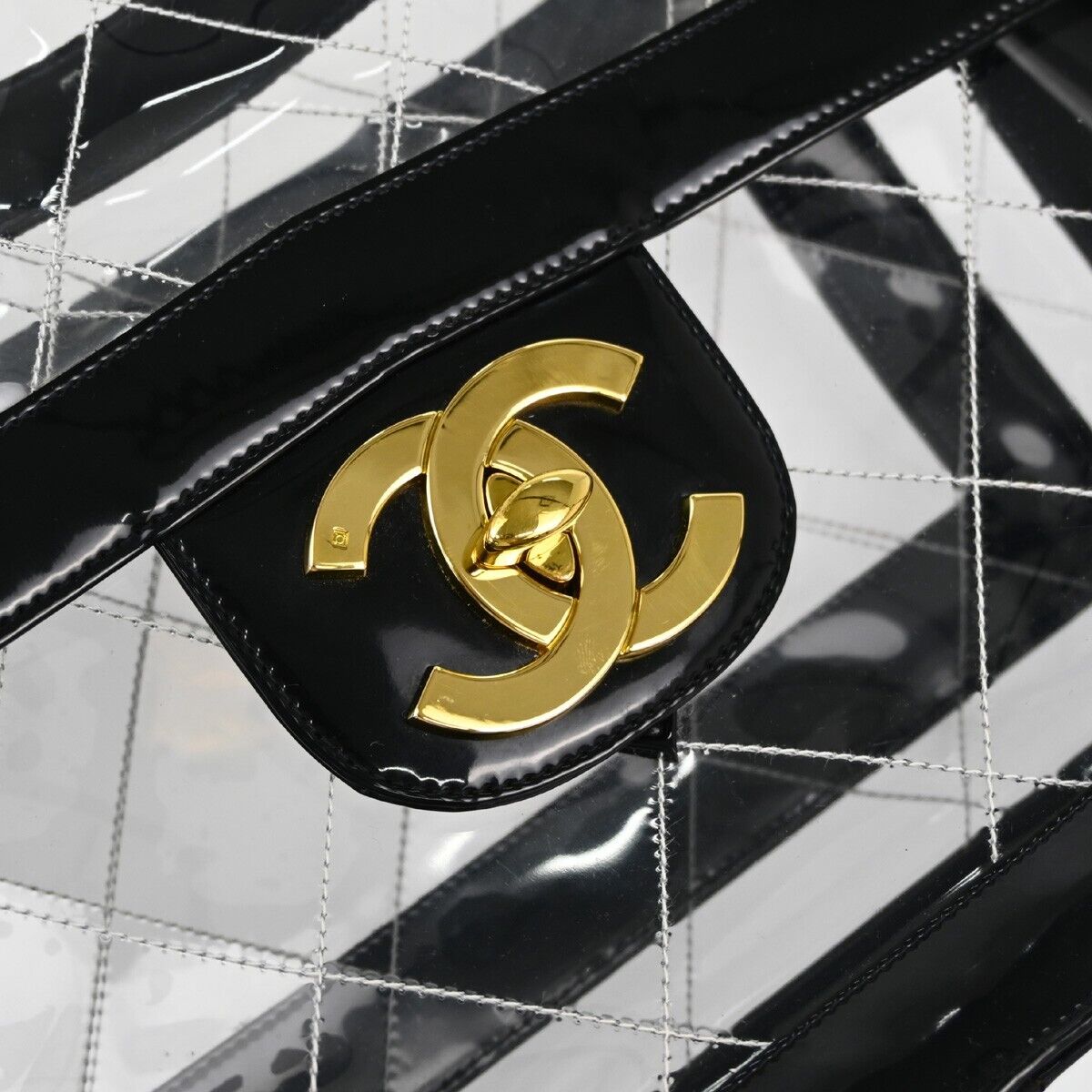 Chanel Black Clear Vinyl Maxi Classic Flap Shoulder Bag Chanel Black Clear Vinyl Maxi Classic Flap Shoulder Bag