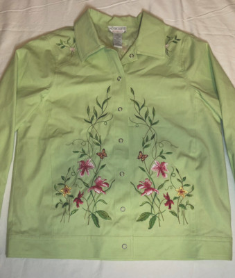Victor Costa Occasions Women s - Lime Green Jacket - Embroidered Floral - Medium