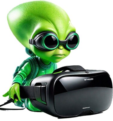 V.R Playing Aliens, Virtual Reality Aliens Wandkunst Größe A3