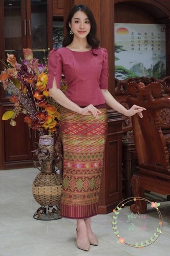 THAI TRADITIONAL BLOUSE SHIRTS LAOS SILK - AVAILABLE IN CHEST SIZE 32" - 46" - Picture 9 of 24