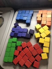 Wooden Blocks 1" x 1" Colored CUBES CRAFTS BUILDING BLOCKS Homeschool Student 74