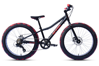 WYNN Fatbike 24 Zoll FAT1.0 schwarz-rot Rahmenhöhe 30 cm Kinder 7 Gänge