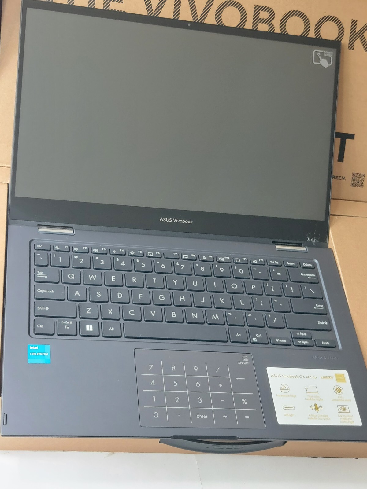 Asus VivoBook Go 14 Flip 14" HD Touchscreen 4GB RAM 64GB SSD W11 - Blue - Picture 8 of 11