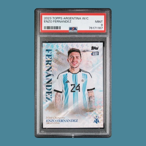 2022 Topps Argentina World Cup Champions Enzo Fernandez PSA 9 National debut RC