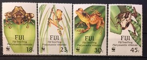 Fiji ,frogs WWF,MNH  S.C.#591-94 S.C.V.$21+ Complete set of 4 issued in 1988