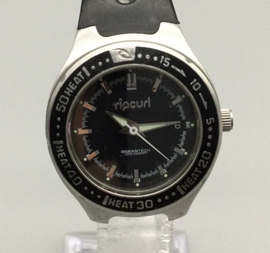Rip Curl Ocean Tech Watch Women Black Silver Core Surf BROKEN BAND New Battery