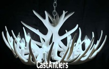 Pure White โ Cast Whitetail 12-Antler Chandelier - Rustic Lighting Made in USA