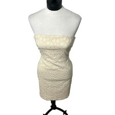 Mini Abito Lovers + Friends Kiko Neutro Leopardato Beige Senza Spalline Taglia S