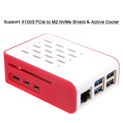 ABS Case Support Active Cooler & X1003 PCIe to M2 NVMe Shield for Raspberry Pi5