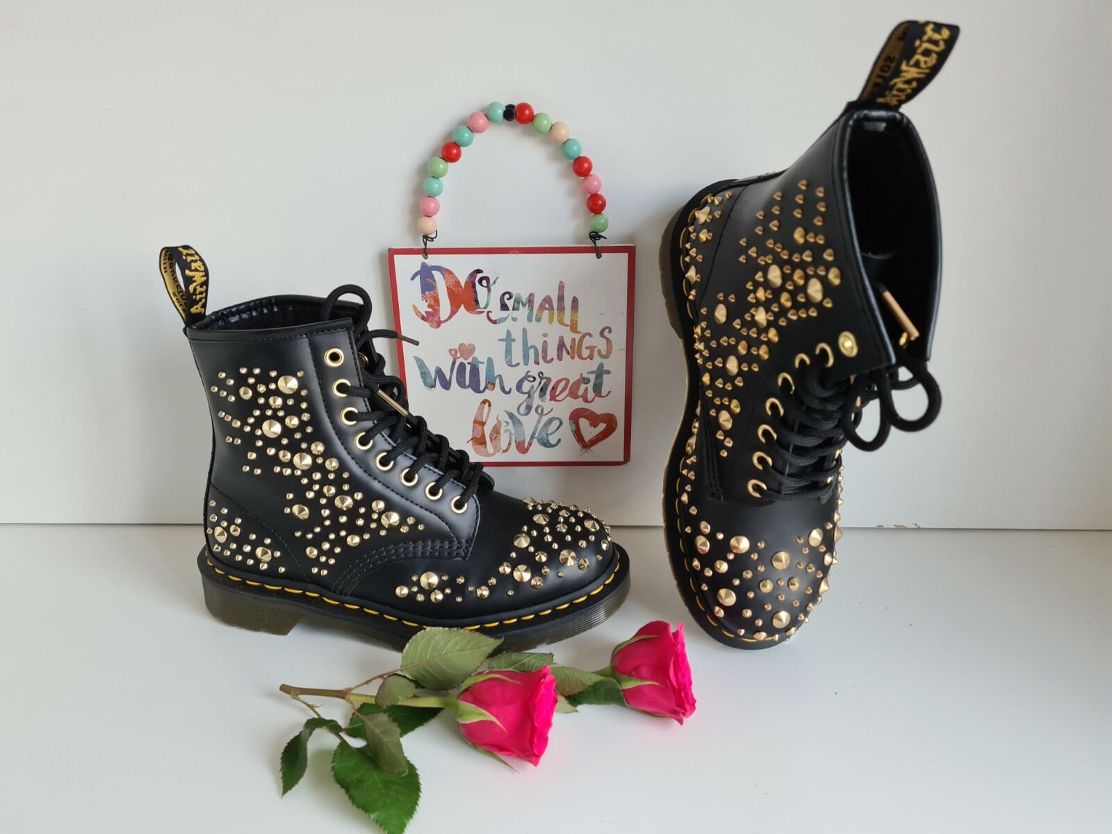 1460 midas gold stud leather boots