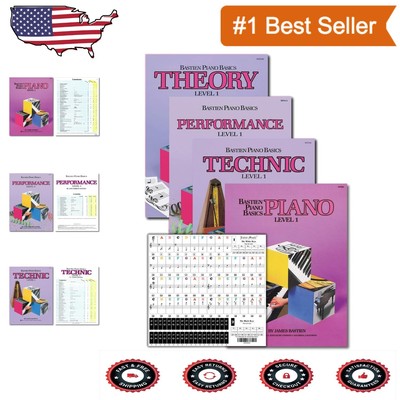 Beginner-Friendly Piano Basics Level 1 Set: Lessons, Theory & Removable Stickers