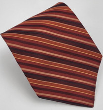 NWT DKNY Silk Tie Red Orange Gold Stripes Men Necktie USA 56 x 3.75