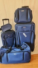 $350 New TAG Freehold Blue 5 Piece Luggage Set Expandable Suitcase Lightweight