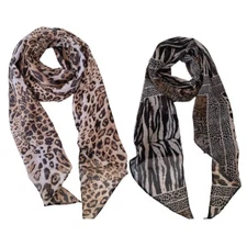 Trendy Leopard Print Long Scarf Daily Wear Silk Scarf for Party Night Club Scarf