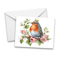 12 All Occasion Greeting Cards Blank with Envelopes - Crowned Bird Notecards