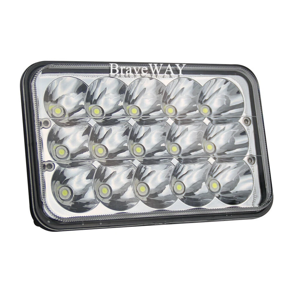 4pcs 4x6'' 75W Led Headlights Hi-Lo Sealed Beam for Peterbilt Kenworth T800 W900 - Image 3 of 4