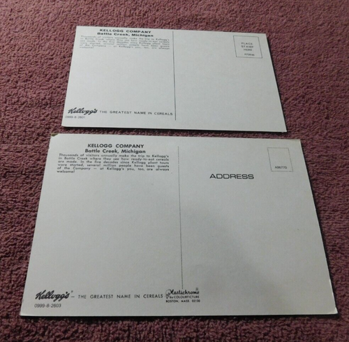 Vintage Kellogg's Postcards (2) Battle Creek Michigan - Picture 2 of 2