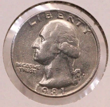 1981  WASHINGTON US QUARTER RARE FILLED MINT MARK, UNREADABLE!