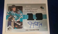 2008 SP Game Used Edition Significant Numbers 05/19 Joe Thornton Auto HOF
