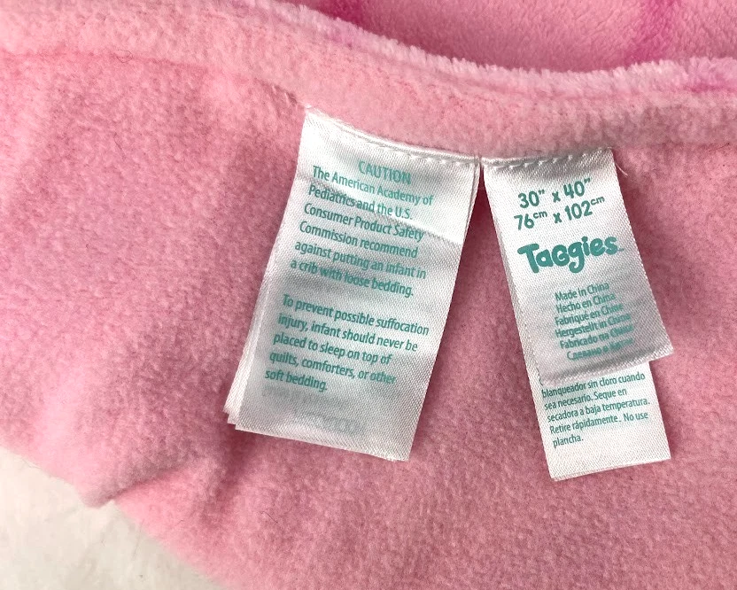 Taggies Pink Monkey Circle Baby Blanket Fleece Soft Lovey Girl Dots 30x40 - Image 2 of 3