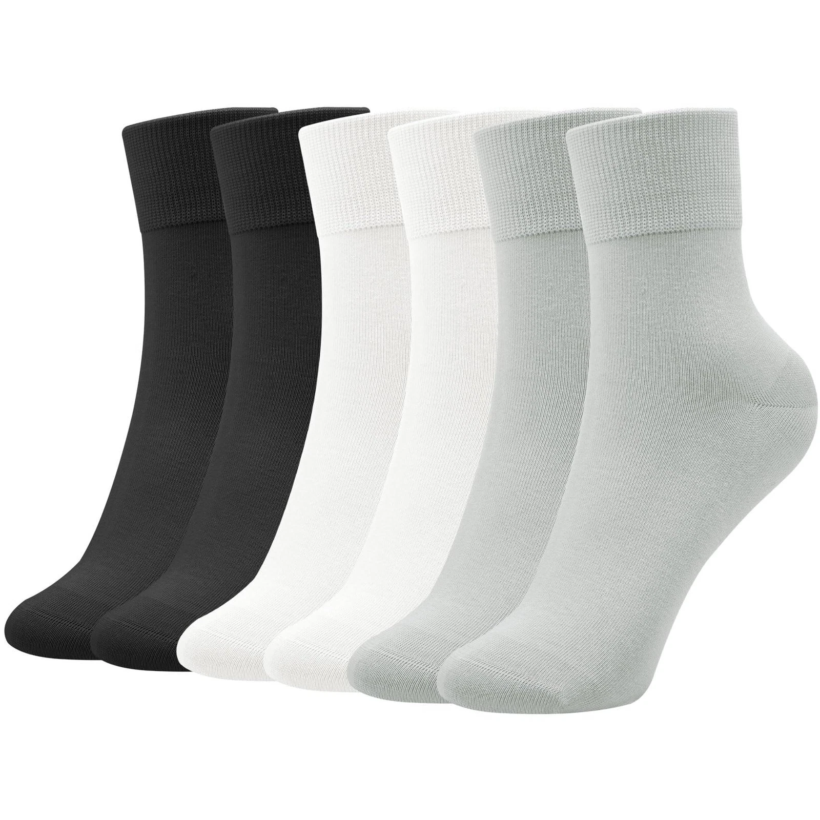 6 Pairs Thin Ankle Socks for Women, Womens Cotton Casual Dress Crew 5-9, Mono