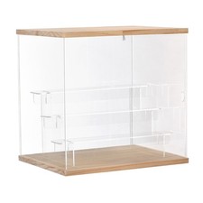 12.6x9.45x11.81 inch Clear Acrylic Display Case with LED Light 3 Tier Box Wood