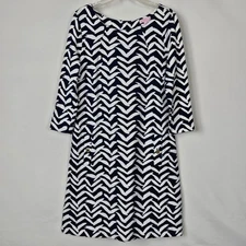 Lilly Pulitzer Charlene I Got Lucky Navy Bird Chevron Print Dress Size Large
