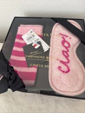 Charter Club Cashmere Blend Sleep Mask  Socks Boxed Gift Set Pink