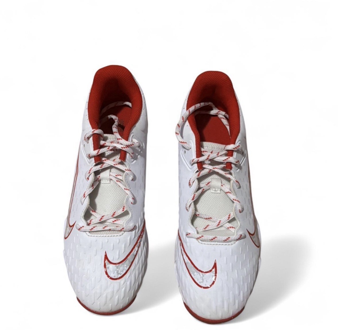 Nike White Red Solid Pattern Lace Up Athletic Spo… - image 1