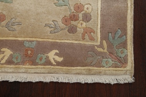 Beige Nepalese Oriental Runner Rug 2x5 Ft Handmade Wool Carpet Bordered Modern - Afbeelding 6 van 18