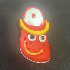 Crocs 3D Red Smiley Face Shoe Jibbitz Charm w/ Blue Ring Cartoon