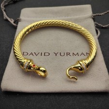 David Yurman Cable Buckle Bracelet with 18k Gold 7mm, size L