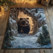 Bear Canyon Printed Area Rug, Wildlife 3D Optical Illusion Cozy Floor Decor