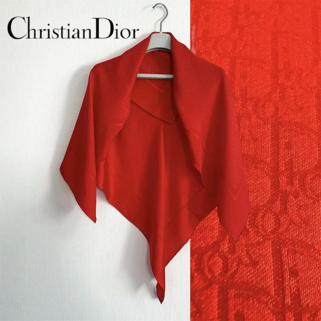 Christian Dior écharpe vintage en soie rouge 34,6 pouces unisexe 100% soie