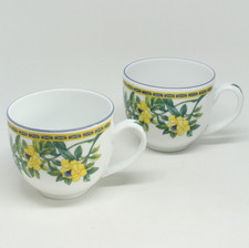 Tazzine da tè Royal Worcester Rio x 2 giallo blu Inghilterra 1993 porcellana vintage