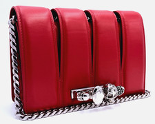 ALEXANDER McQUEEN SLASH CUT OUT SKULL SHOULDER BAG RED LEATHER NIB RET. $3290