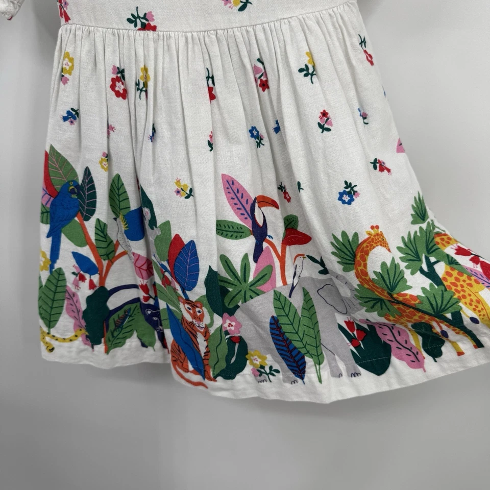 Mini Vestido Boden Selva Niñas 2-3 años Mezcla de Lino Niñas Capas Tul Floral Animal Foto 3 de 4