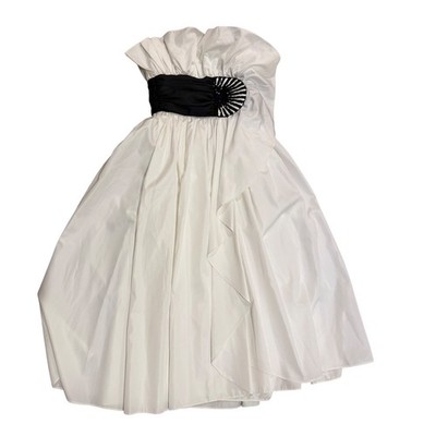 Vintage 80s After Five Inc White Strapless Ruffle Cocktail Dress Sequins Size 6
