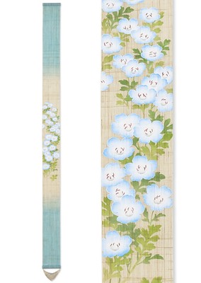 Kyototapestry 'Nemophila'   Japanisch Leinen Wandbehang, Hergestellt IN Japan