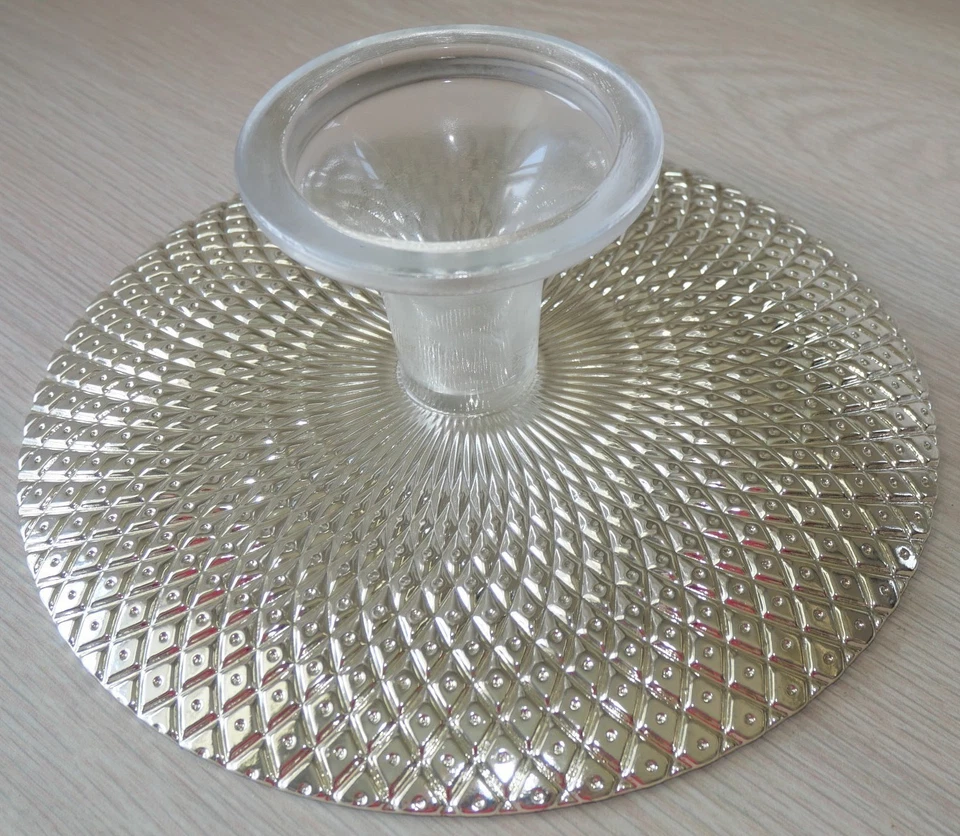 TURKISH Handmade Glass White & Silver Cake Stand Dessert Platter - Image 4 of 4