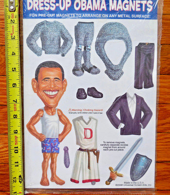 2 Full Sheets Magnetic Novelty Dress-Up President OBAMA 2008 Humor Democratic