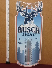Busch Light Beer Metal Aluminum Thermometer Deer Buck 17" New