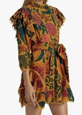 FARM RIO Flowerdoscopic Yoke Floral Ruffle Mini Dress