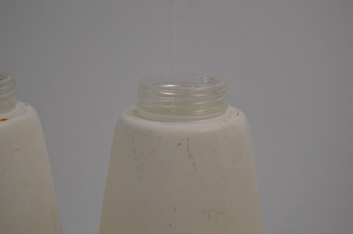 2 Vintage MCM White Pole Lamp Shades 8.25" Long with Threaded 2" Fitter Glass - Picture 2 of 24