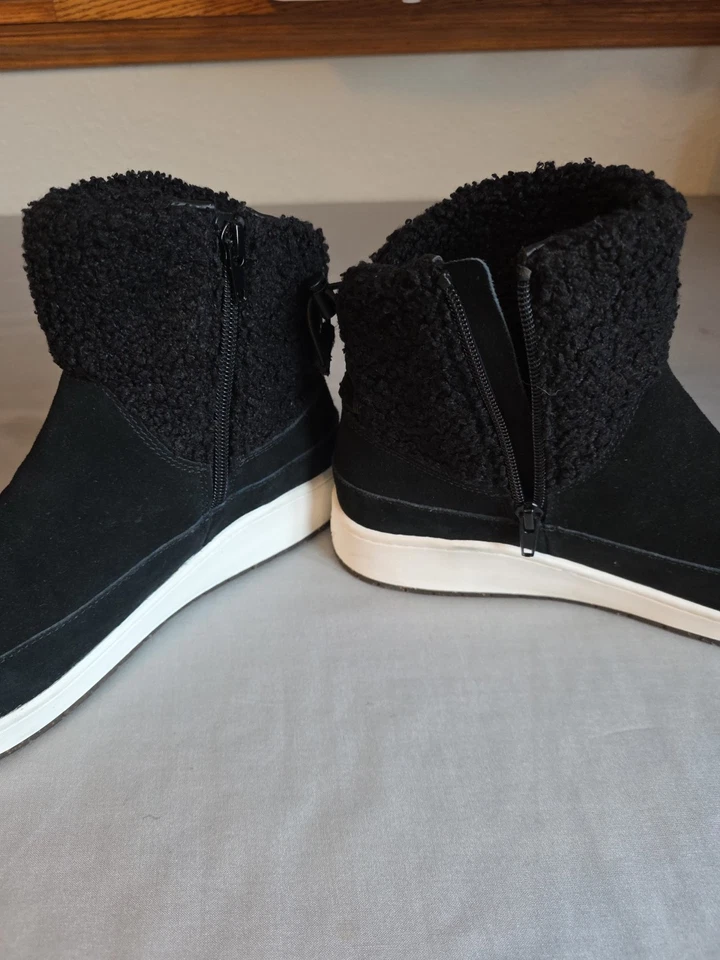 Aetrex Винни женский размер 9-9,5 из черной кожи искусственного меха верхний зимние ботинки - Изображение 3 из 4